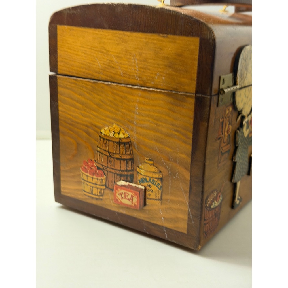 Vintage Wood Box Purse Americana Retro Folk Art Handbag - Picture 13 of 15